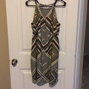 Dressy black, white, tan, brown dress